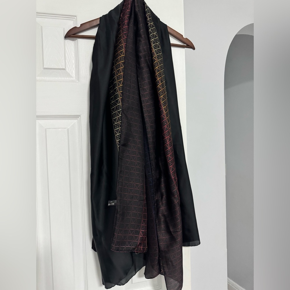 Chic Black Scarf with Geometric Accents